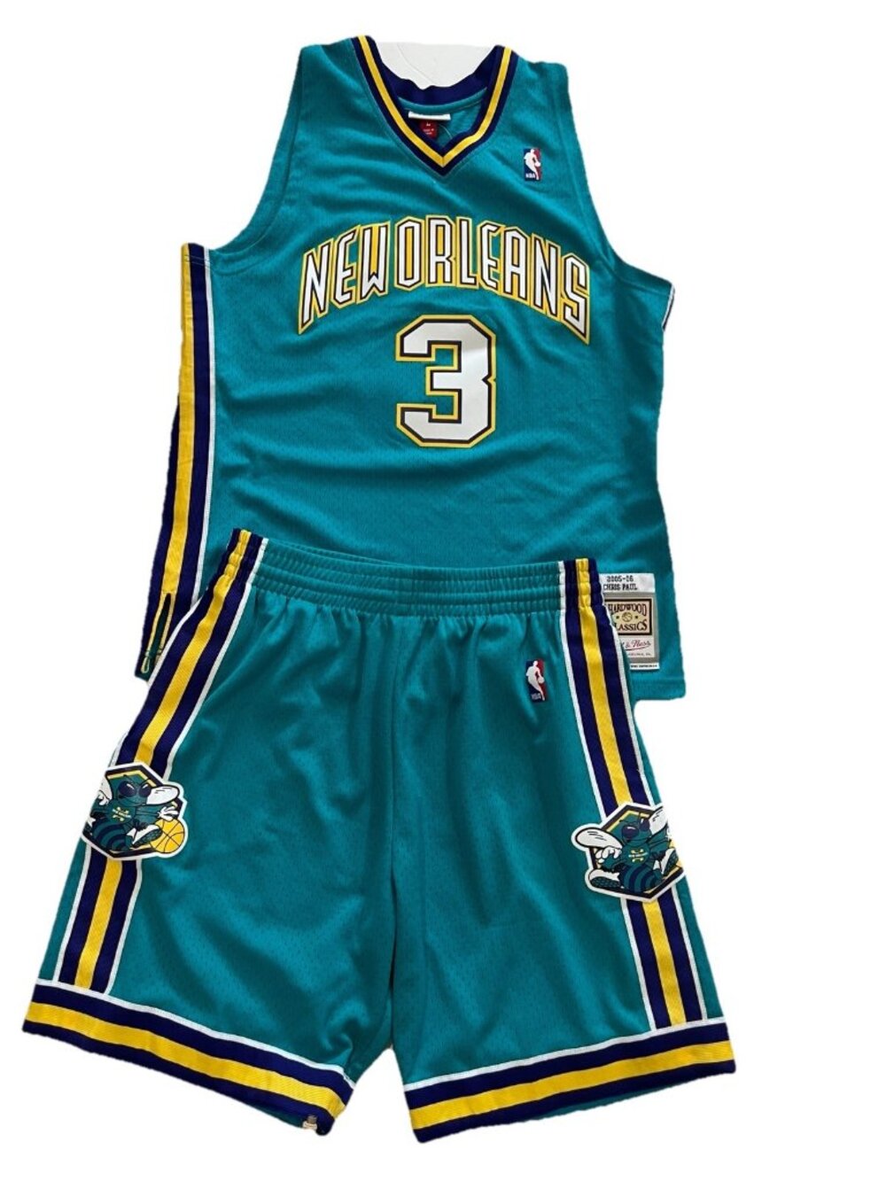 M&N Chris Paul New Orleans Hornets Jersey And Shorts Set Blue Size Large